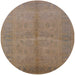 Round Mid-Century Modern Dark Gold Brown Oriental Rug, urb3160