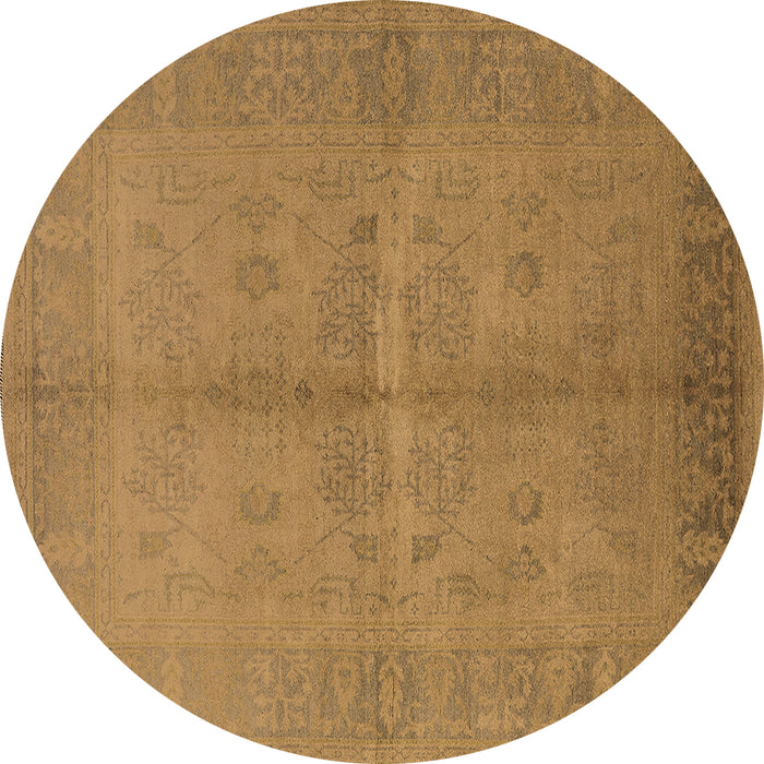 Round Machine Washable Oriental Brown Industrial Rug, wshurb3160brn