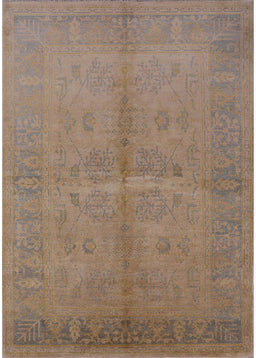 Mid-Century Modern Dark Gold Brown Oriental Rug, urb3160