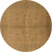 Round Oriental Brown Industrial Rug, urb3160brn