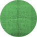 Round Oriental Emerald Green Industrial Rug, urb3160emgrn