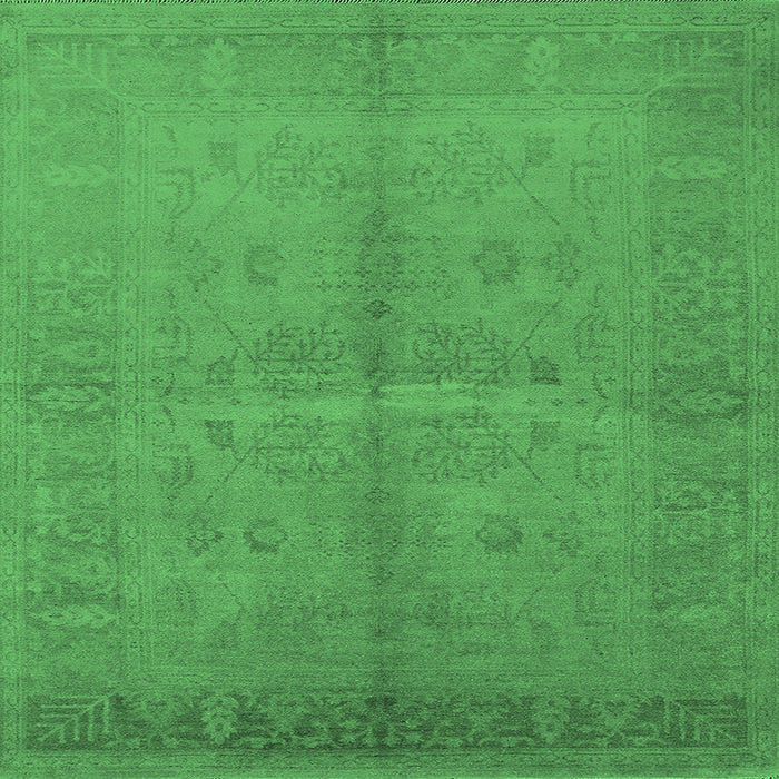 Square Machine Washable Oriental Emerald Green Industrial Area Rugs, wshurb3160emgrn