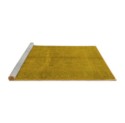 Sideview of Machine Washable Oriental Yellow Industrial Rug, wshurb3160yw
