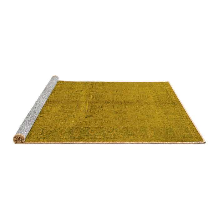 Sideview of Machine Washable Oriental Yellow Industrial Rug, wshurb3160yw