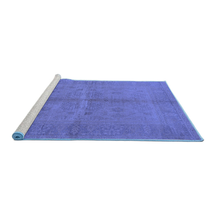 Sideview of Machine Washable Oriental Blue Industrial Rug, wshurb3160blu