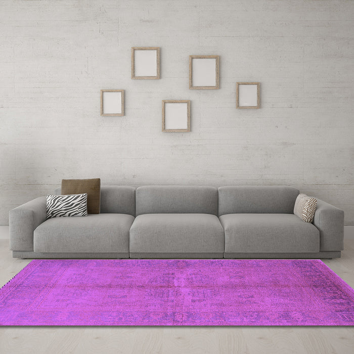 Machine Washable Oriental Purple Industrial Area Rugs in a Living Room, wshurb3160pur