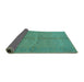 Sideview of Oriental Turquoise Industrial Rug, urb3160turq