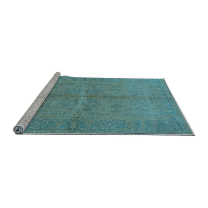 Sideview of Machine Washable Oriental Light Blue Industrial Rug, wshurb3160lblu