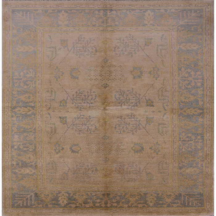Square Mid-Century Modern Dark Gold Brown Oriental Rug, urb3160