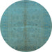 Round Oriental Light Blue Industrial Rug, urb3160lblu