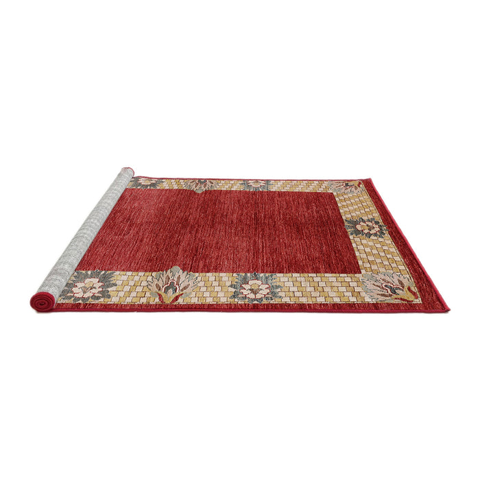 Sideview of Machine Washable Industrial Modern Red Rug, wshurb3161