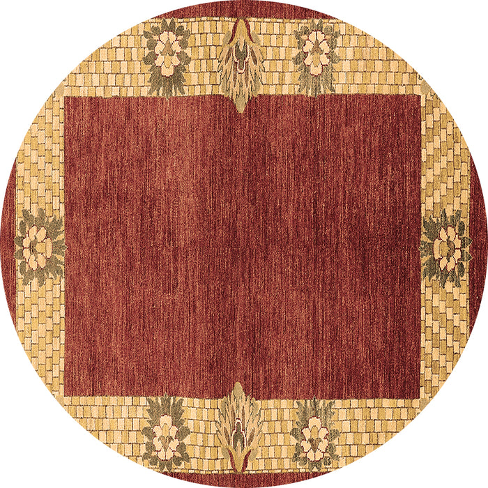 Round Machine Washable Oriental Brown Industrial Rug, wshurb3161brn