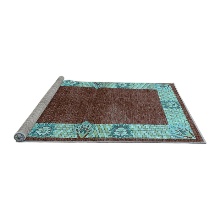 Sideview of Machine Washable Oriental Light Blue Industrial Rug, wshurb3161lblu