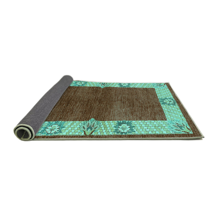 Sideview of Oriental Turquoise Industrial Rug, urb3161turq