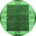 Round Oriental Emerald Green Industrial Rug, urb3161emgrn