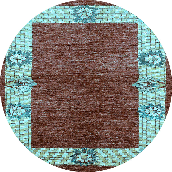 Round Oriental Light Blue Industrial Rug, urb3161lblu