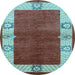 Round Oriental Light Blue Industrial Rug, urb3161lblu