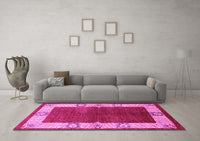 Machine Washable Oriental Pink Industrial Rug, wshurb3161pnk