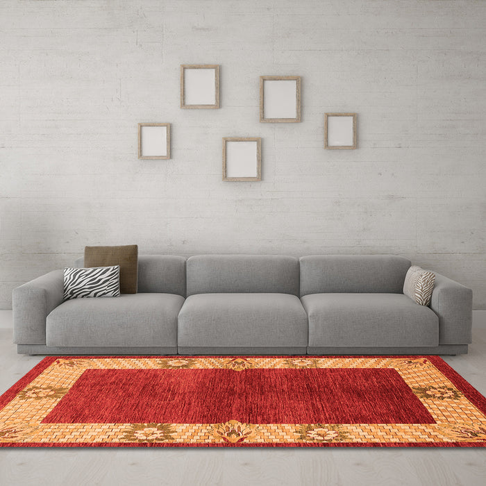 Machine Washable Oriental Orange Industrial Area Rugs in a Living Room, wshurb3161org