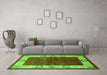 Machine Washable Oriental Green Industrial Area Rugs in a Living Room,, wshurb3161grn