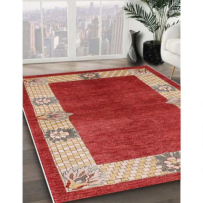 Machine Washable Industrial Modern Red Rug in a Family Room, wshurb3161