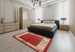 Mid-Century Modern Red Oriental Rug in a Bedroom, urb3161