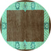 Round Oriental Turquoise Industrial Rug, urb3161turq