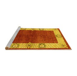 Sideview of Machine Washable Oriental Yellow Industrial Rug, wshurb3161yw