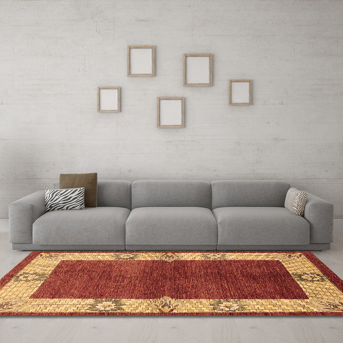 Machine Washable Oriental Brown Industrial Rug in a Living Room,, wshurb3161brn