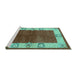 Sideview of Machine Washable Oriental Turquoise Industrial Area Rugs, wshurb3161turq