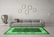 Machine Washable Oriental Emerald Green Industrial Area Rugs in a Living Room,, wshurb3161emgrn