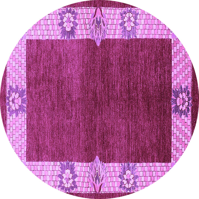 Round Machine Washable Oriental Purple Industrial Area Rugs, wshurb3161pur