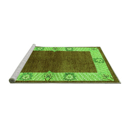 Sideview of Machine Washable Oriental Green Industrial Area Rugs, wshurb3161grn
