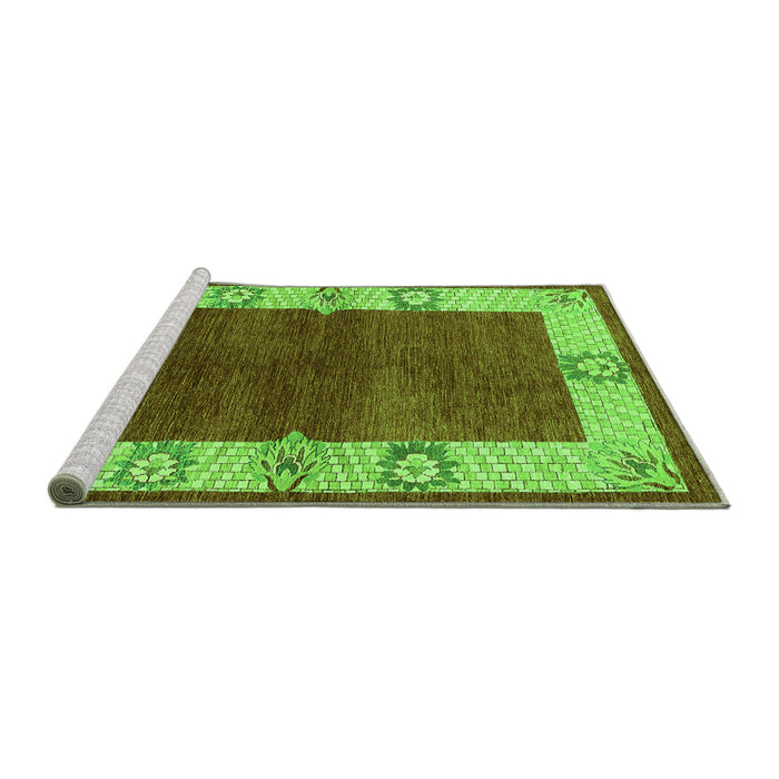 Sideview of Machine Washable Oriental Green Industrial Area Rugs, wshurb3161grn