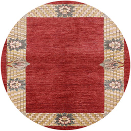 Round Machine Washable Industrial Modern Red Rug, wshurb3161