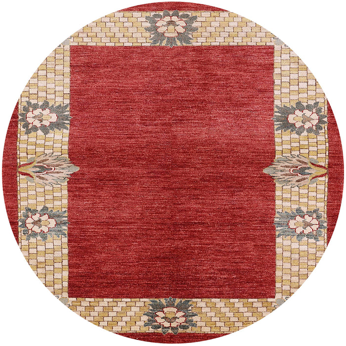 Round Machine Washable Industrial Modern Red Rug, wshurb3161