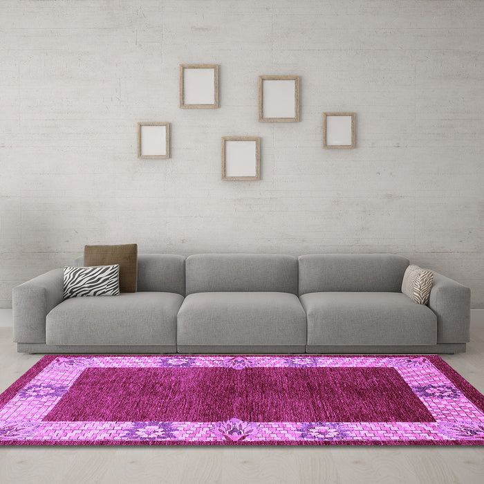 Machine Washable Oriental Purple Industrial Area Rugs in a Living Room, wshurb3161pur