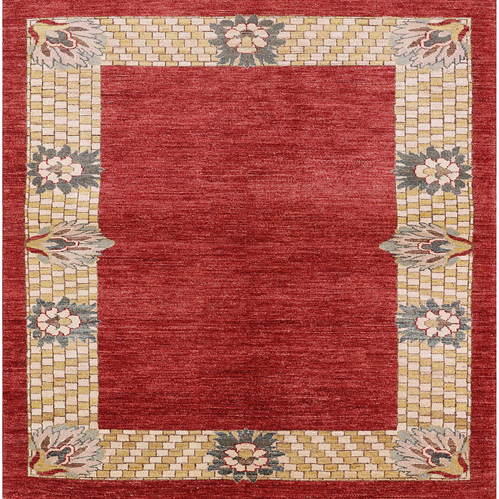 Square Machine Washable Industrial Modern Red Rug, wshurb3161