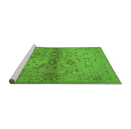Sideview of Machine Washable Oriental Green Industrial Area Rugs, wshurb3162grn