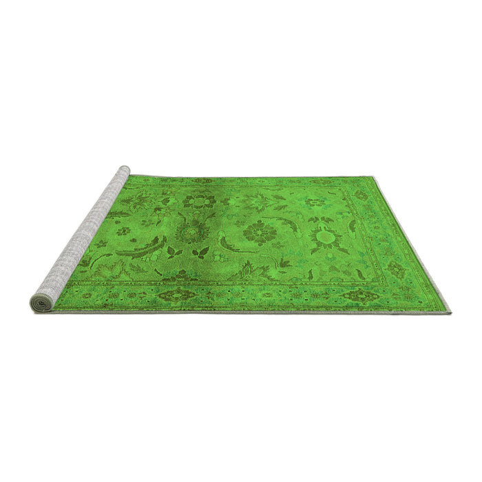 Sideview of Machine Washable Oriental Green Industrial Area Rugs, wshurb3162grn