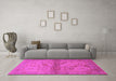 Machine Washable Oriental Pink Industrial Rug in a Living Room, wshurb3162pnk