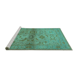 Sideview of Machine Washable Oriental Turquoise Industrial Area Rugs, wshurb3162turq