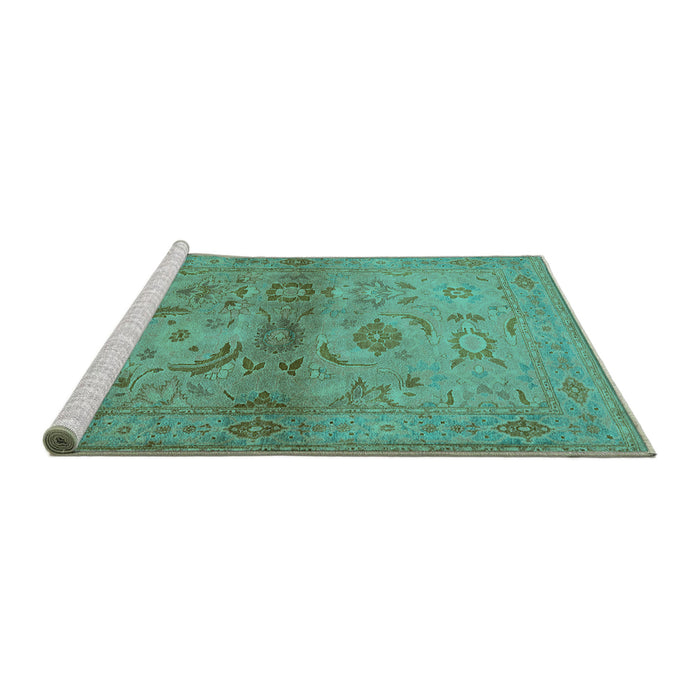 Sideview of Machine Washable Oriental Turquoise Industrial Area Rugs, wshurb3162turq