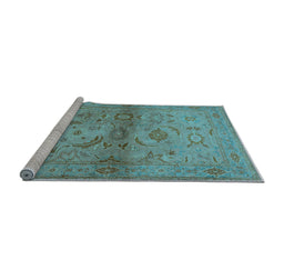 Sideview of Machine Washable Oriental Light Blue Industrial Rug, wshurb3162lblu