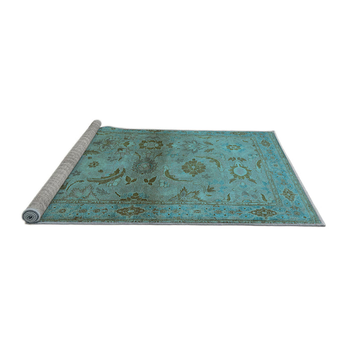 Sideview of Machine Washable Oriental Light Blue Industrial Rug, wshurb3162lblu