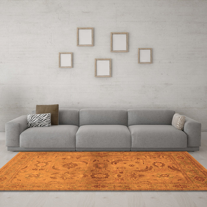 Machine Washable Oriental Orange Industrial Area Rugs in a Living Room, wshurb3162org