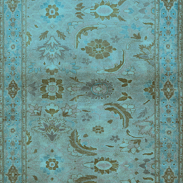 Machine Washable Oriental Light Blue Industrial Rug, wshurb3162lblu