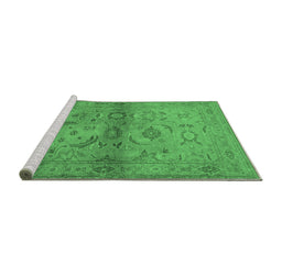 Sideview of Machine Washable Oriental Emerald Green Industrial Area Rugs, wshurb3162emgrn