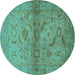 Round Oriental Turquoise Industrial Rug, urb3162turq