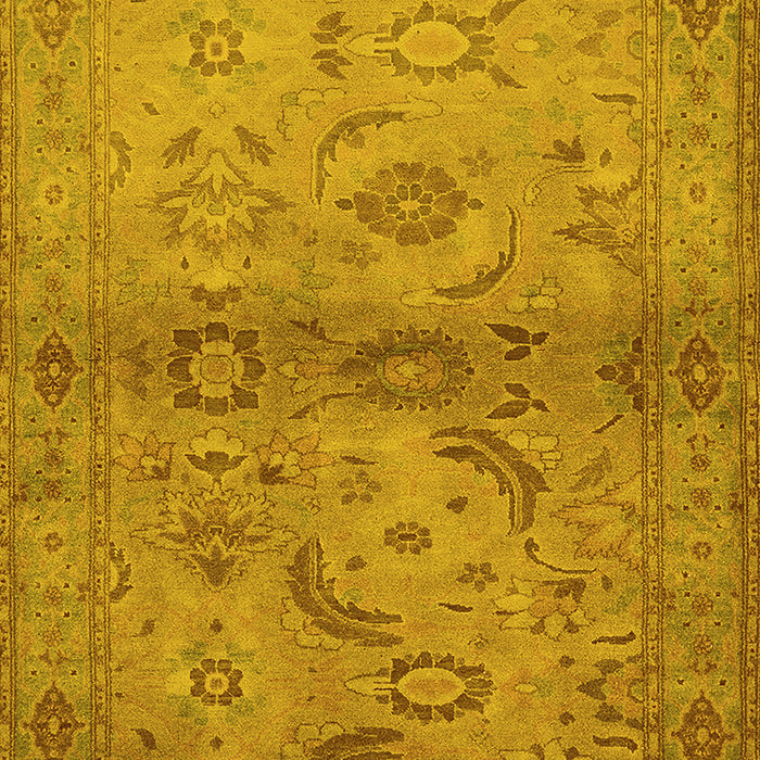 Machine Washable Oriental Yellow Industrial Rug, wshurb3162yw
